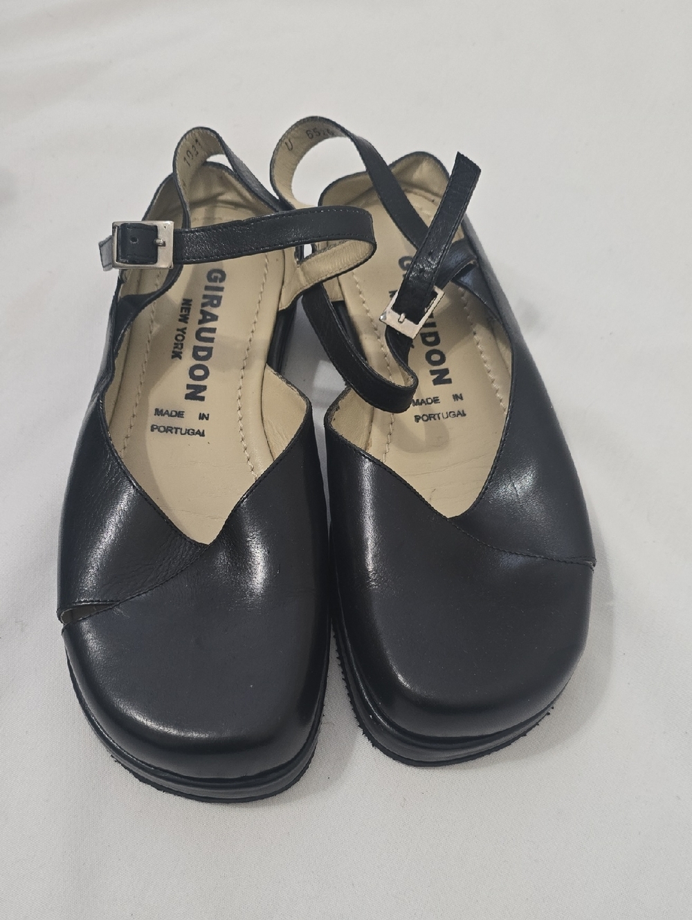 Giraudon Black Leather Mary Jane Clog Mules 39(US 8.5 -9)